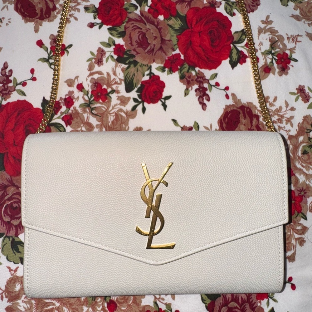 Yves Saint Laurent Cream Envelope Clutch